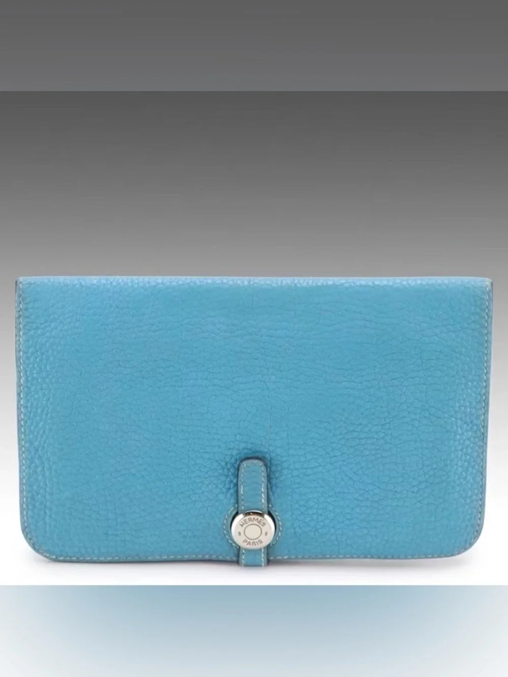 Hermès Dogon Duo GM Bifold Wallet in Blue Clemence Leather